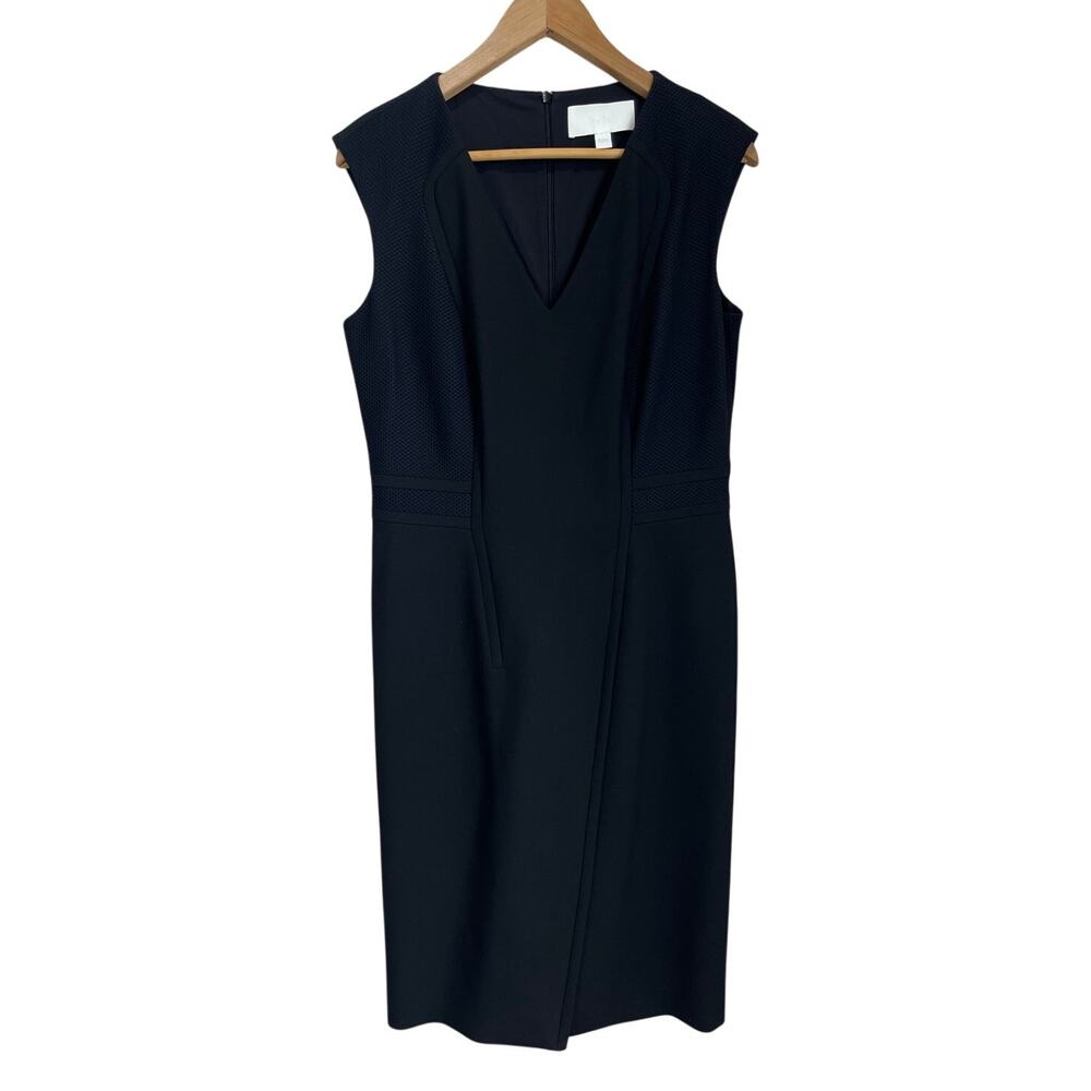 BOSS Navy & Black Textured Career Sheath Dress Size 8 Professional Career Office